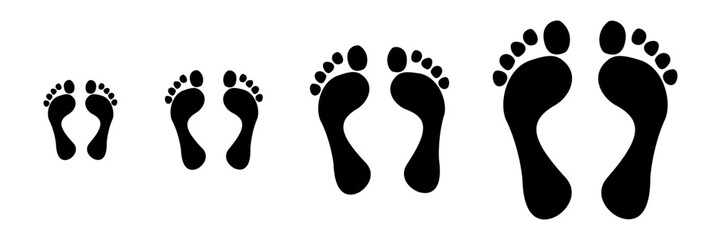 silhouette of baby feet icon over white background. vector illustration. Baby footprints icon isolated on white background. Baby feet sign. Set icons colorful.