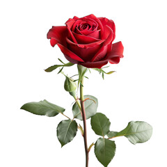 Obraz premium Red Rose Isolated on White Background with Elegant Petals and Romantic Detail