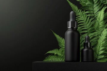 Fototapeta premium Eco-conscious beauty vial - sustainable serum, green skincare, pure formulation, natural essence, ethical advancement, botanical ingredients, mindful innovation, clean beauty, conscious care.