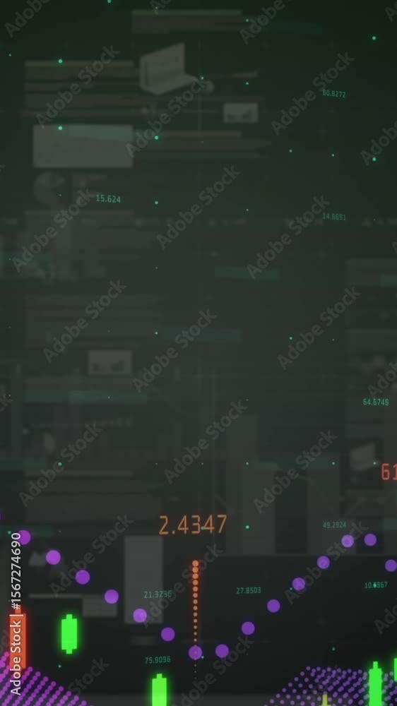 Poster Animation of financial data processing and statistics recording