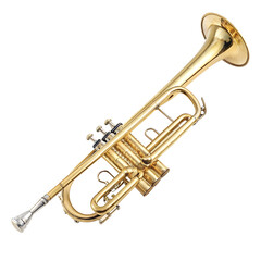 Obraz premium Golden trumpet musical instrument on transparent background