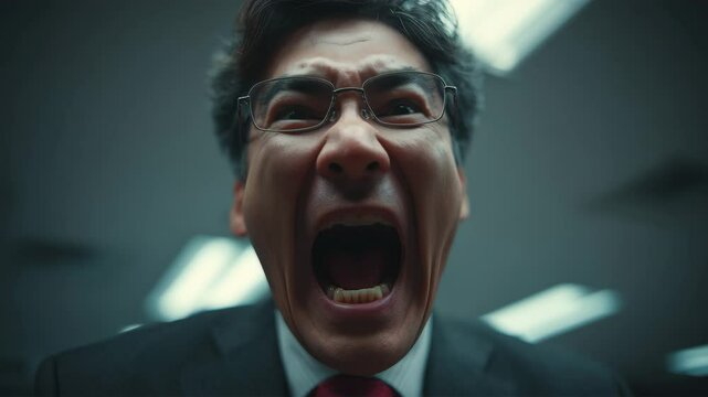 怒りをあらわにする日本人ビジネスマン