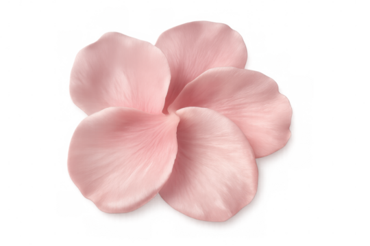 Delicate pink petals artfully composing floral blossom silhouette, rendered with precision against transparent background