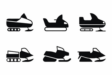 set of Snowmobile icon silhouette vector illustration