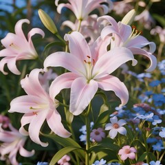 Fototapeta premium pink and white lilies