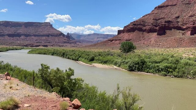 Beautiful red rock scenery along Utah State Highway 128 going to Moab, Upper Colorado River Scenic Byway