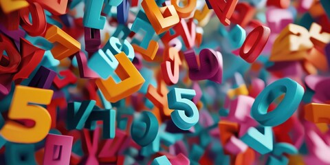 A conceptual 3D render of floating abstract symbols representing different creative concepts.