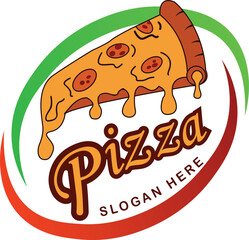 Italian Pizza Vector Logo Template for restaurant, fast food, delivery, trattoria, bistro, catering, logo, icon, vector design