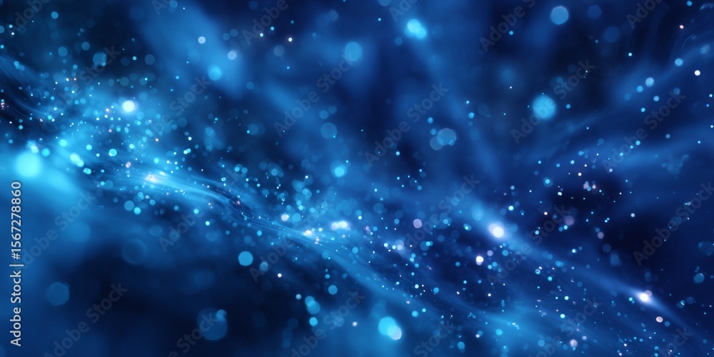 Poster Ethereal Blue Background with Soft Glowing Lights and Bokeh Effect for Abstract Use in Design, Art, and Digital Media Projects