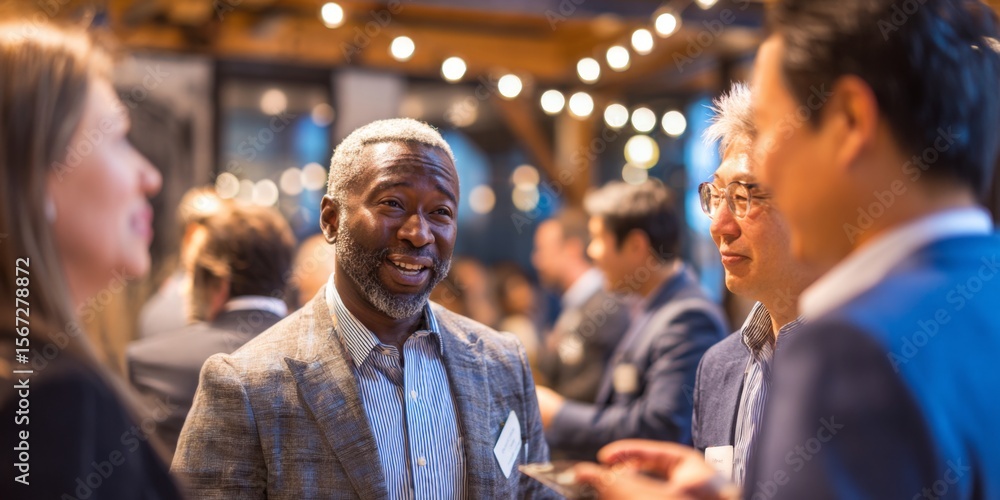 Aufkleber professional networking event with diverse individuals engaging in lively conversation and collabora
