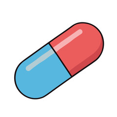 A two-toned capsule, medicine, healthcare, illustration.