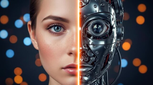 Human and Robot Face Merge: Artificial Intelligence Concept