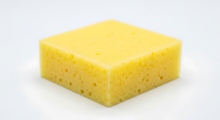 Yellow, porous cheese-like sponge isolated on a white background