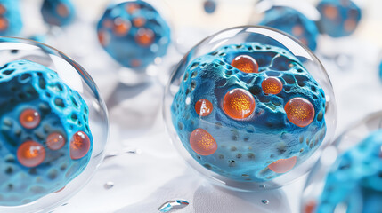 Vibrant Human Cell 3D Animation: Mitochondria and Cytoskeleton in Motion on Pure White Background