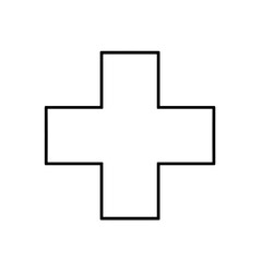 Fototapeta premium Simple graphic of a white plus sign with a black outline, centered.