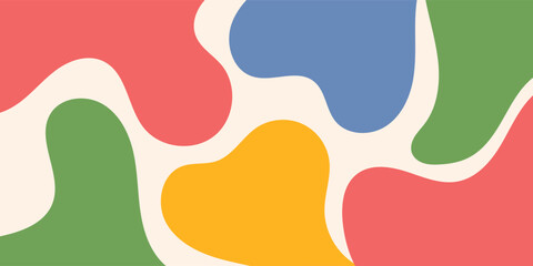 Summer party poster set, geometric memphis style. Hello summer  banner, cards, flayer with hand lettering Deformed fluid uneven organic seamless lines vector funky groovy maze backgrounds