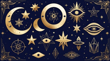 Naklejka premium Vector illustration of the Pisces zodiac sign glowing in a dark blue winter night sky with stars, planets, and a moon, perfect for a Christmas holiday decoration