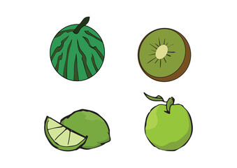 4  Fruit Icons -  green