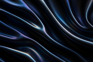Obraz premium Black Satin Flow Texture – Abstract Shiny Fabric Background