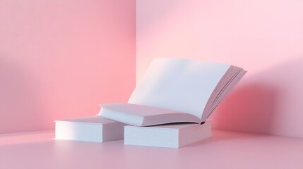 Book mockup literature promotion advertisement on pink background