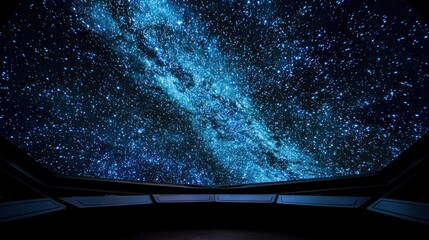 Night sky seen through a ship's window
