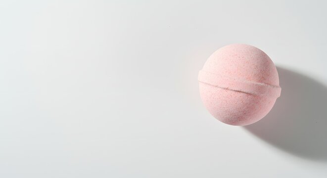 Soft Pink Oval Bath Bomb on Clean White Background, Ideal for Self-Care, Spa Rituals, and Relaxation. Minimalist Product Shot for Beauty and Wellne...