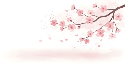 Fototapeta premium Delicate cherry blossoms gently falling.