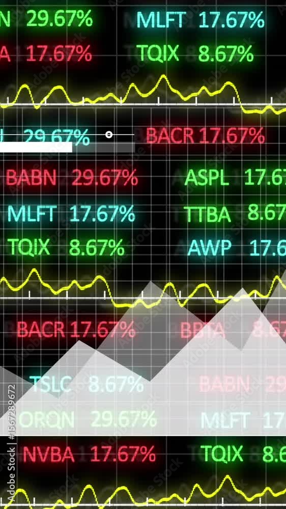 Poster animation of data processing over black background