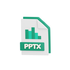 PPTX File 3D Icon. File Format Concept