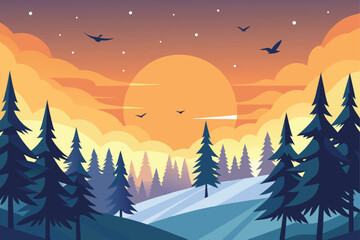 Fototapeta premium winter landscape with mountains