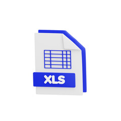 XLS File 3D Icon. File Format Concept