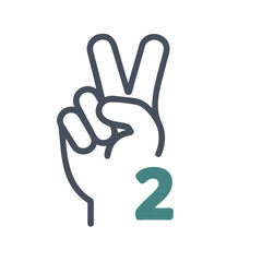 Fototapeta premium Simple line icon illustration. Pointing index and middle fingers. Peace. Number 2. Peace. Choki. Rock-paper-scissors.