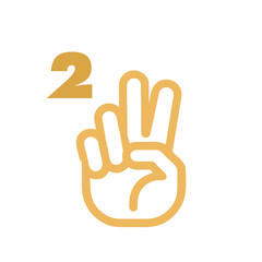 Obraz premium Simple line icon illustration. Pointing index and middle fingers. Peace. Number 2. Peace. Choki. Rock-paper-scissors.