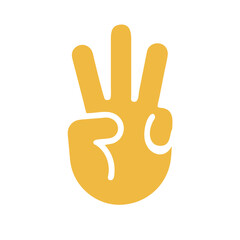 Fototapeta premium Icon illustration with simple lines. Pointing finger 3. Number 3.