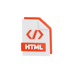 HTML File 3D Icon. File Format Concept