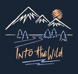 Childish style illustration of wild landscape.