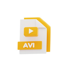 AVI File 3D Icon. File Format Concept