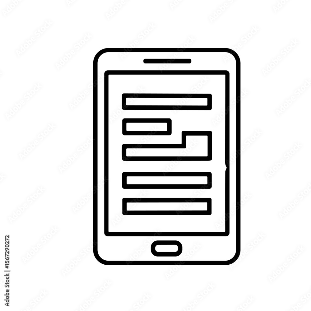 Poster a minimalist outline of a smartphone displaying text, likely a document.