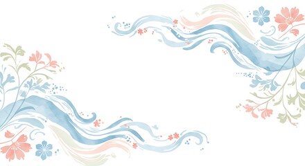 Delicate floral and water pattern design.