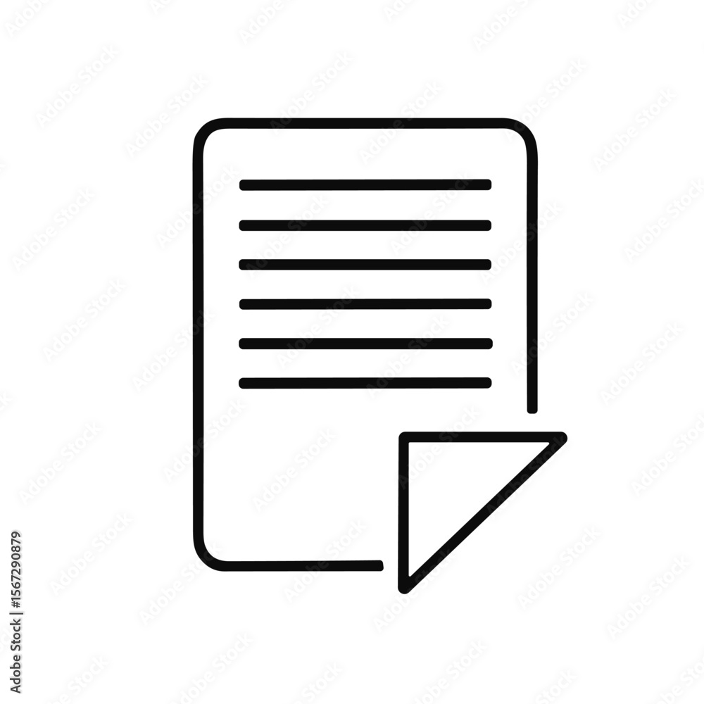 Poster simple line drawing of a document with a folded corner, suggesting a page or file.