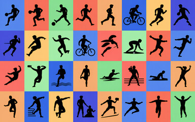 Diverse Athletes in Action A Collection of Sport Silhouettes
