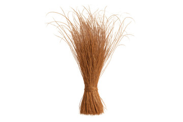 Bundle of dried grass tied with rope, isolated on transparent background, ready for various design purposes