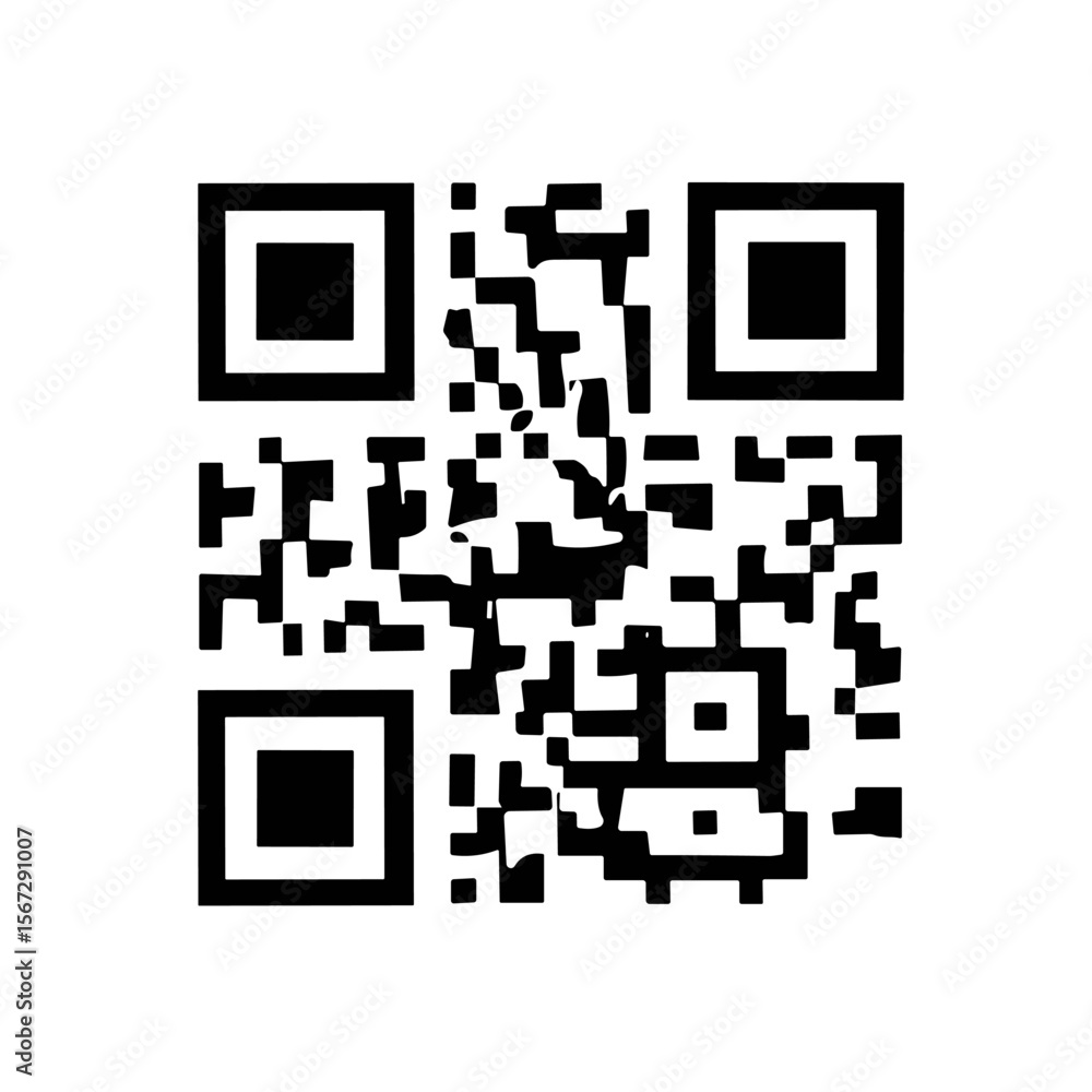 Poster a black and white qr code with a grid pattern of squares.