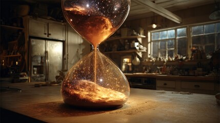 Hourglass in a rustic kitchen