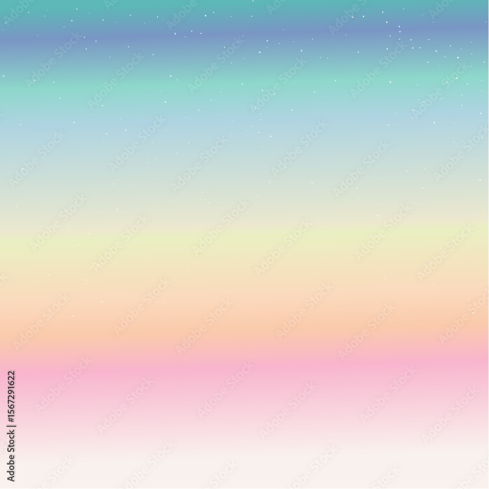 Poster pastel rainbow gradient background with subtle sparkle effect.