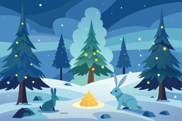 Fototapeta premium winter landscape with trees and snow