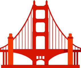 Silhouette of San Francisco Golden Gate Bridge, with white background.