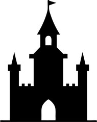 Fototapeta premium Vector outline of a castle turret, silhouette with white background.