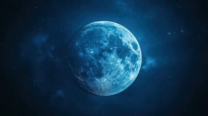 Fototapeta premium Blue moon in cosmic expanse