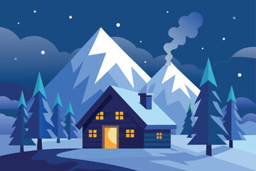 Fototapeta premium winter landscape with houses